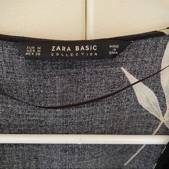 Zara Basic Black Floral Wrap Top 3/4 Sleeve - Picture 4 of 4